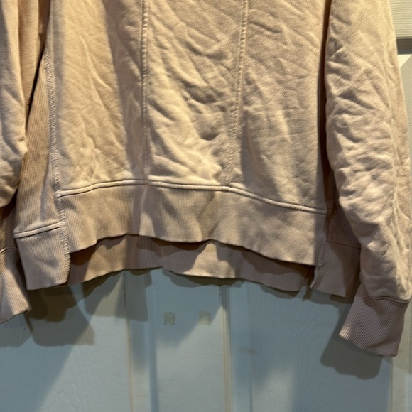 7 For All Mankind Light Pink Off Shoulder Oversized Seamed Sweatshirt S - Picture 7 of 9